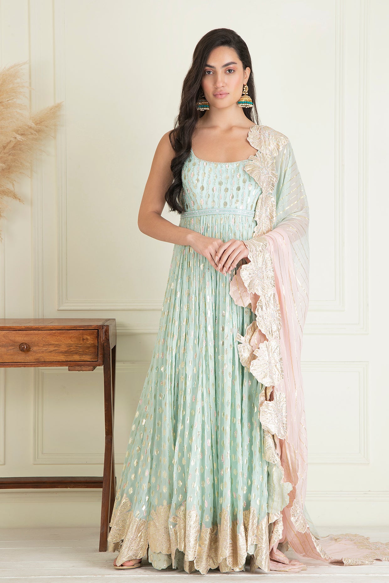 Powder Blue anarkali set