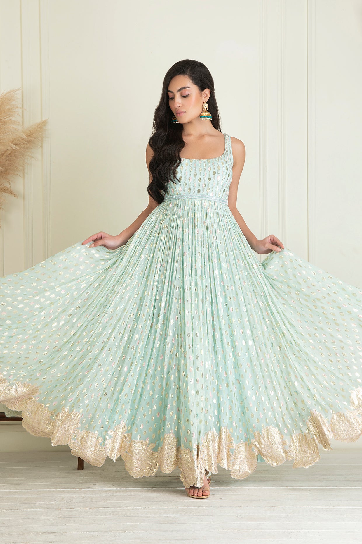 Powder Blue anarkali set