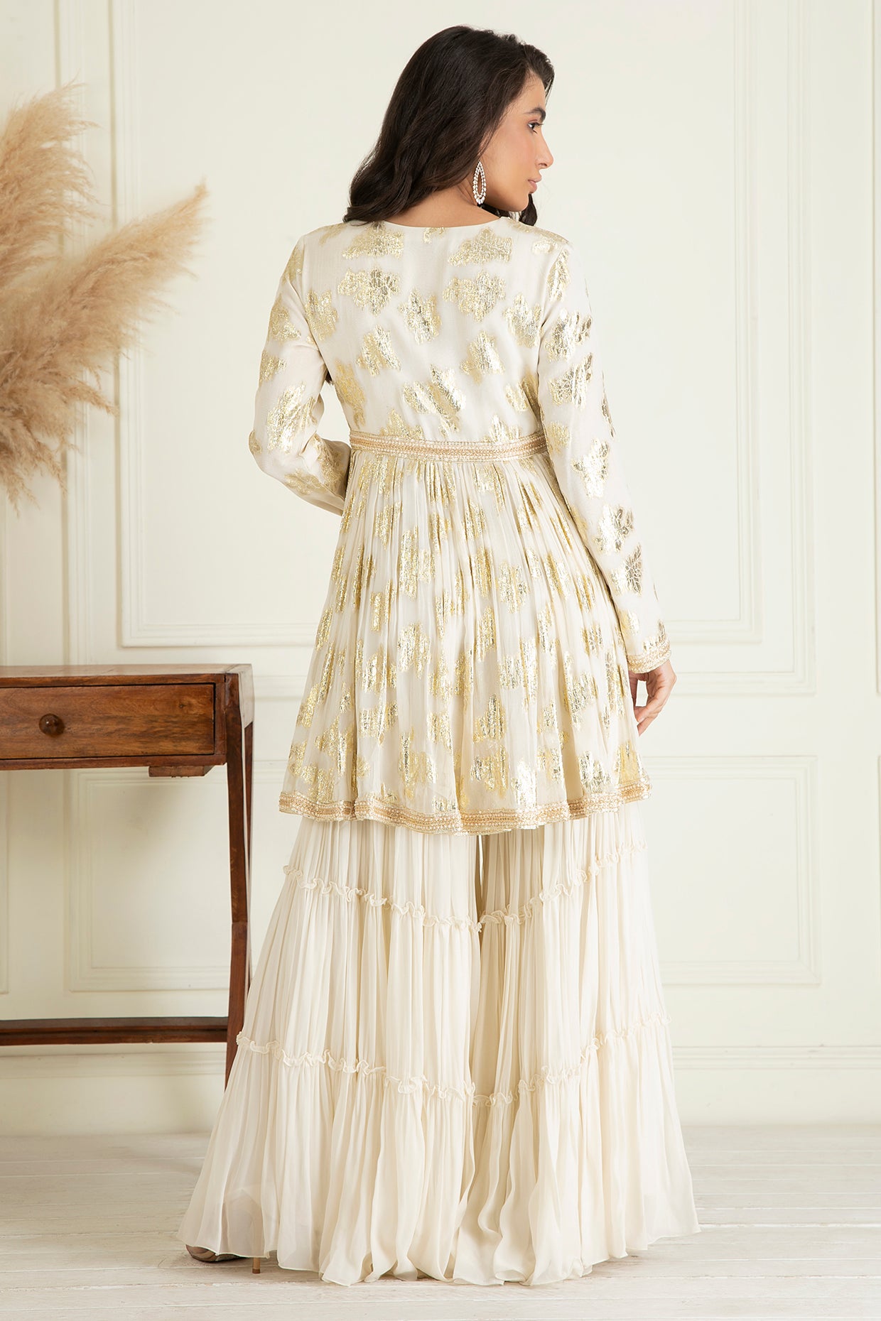 Classic Ivory Sharara Set