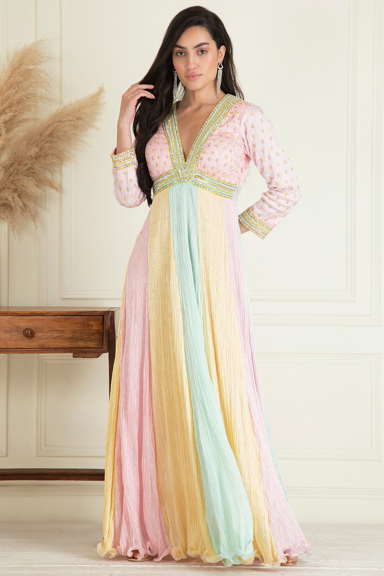 Pastel Multi Colored Anarkali Set