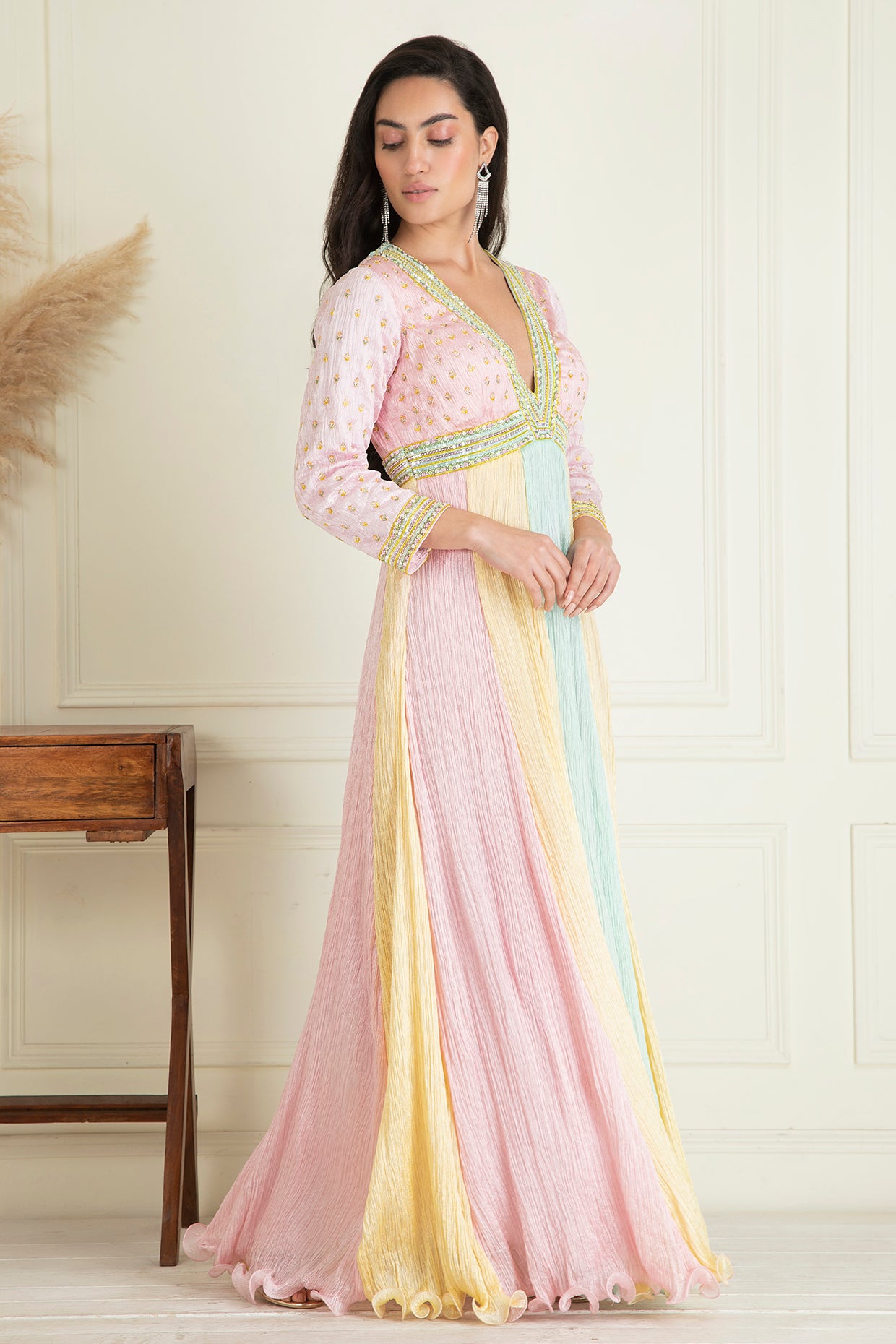 Pastel Multi Colored Anarkali Set