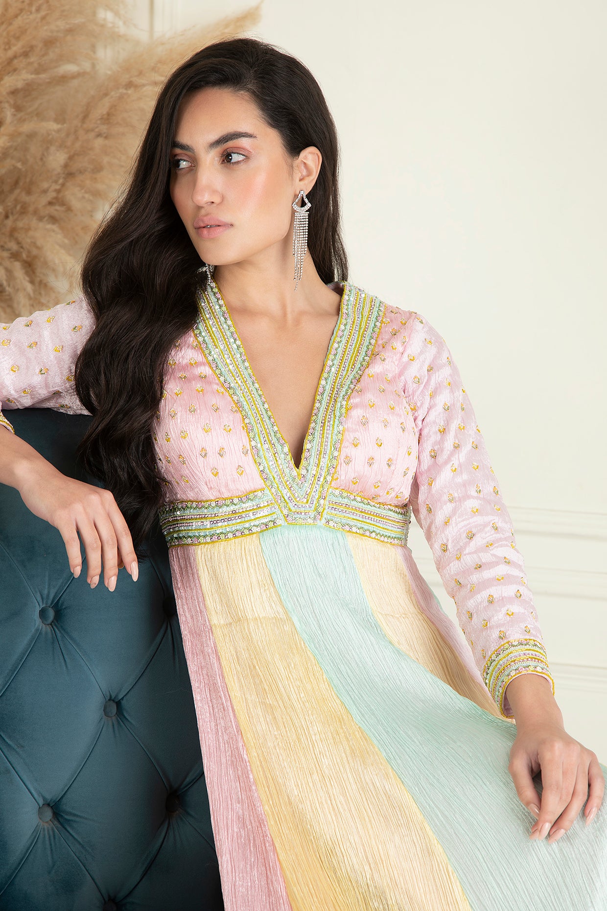 Pastel Multi Colored Anarkali Set