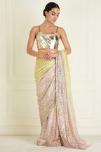 Pastel Ombre Dyed Pre Stitched Sequin Saree