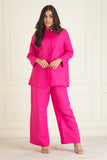 Fuchsia Pink  loose comfort fit cotton linen Co-ord set