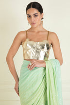 Pastel Ombre Dyed Pre Stitched Lurex Saree
