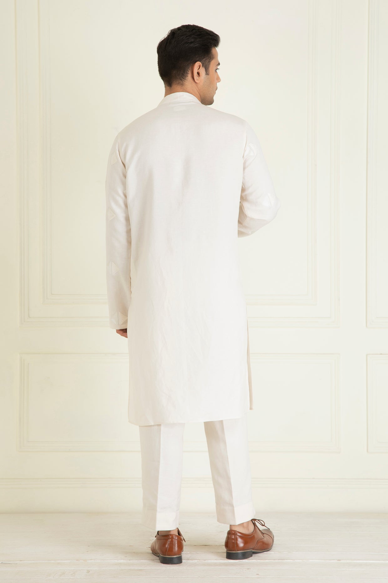 Ivory  Loose Comfort Fitted Embroidered  Co-Ord Set Along With Blazer