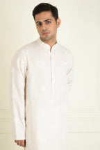 Ivory  Loose Comfort Fitted Embroidered  Co-Ord Set Along With Blazer