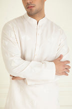 Ivory  Loose Comfort Fitted Embroidered  Co-Ord Set Along With Blazer