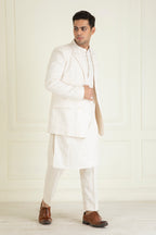 Ivory  Loose Comfort Fitted Embroidered  Co-Ord Set Along With Blazer