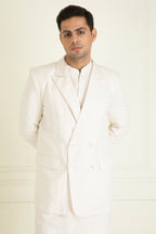 Ivory  Loose Comfort Fitted Embroidered  Co-Ord Set Along With Blazer