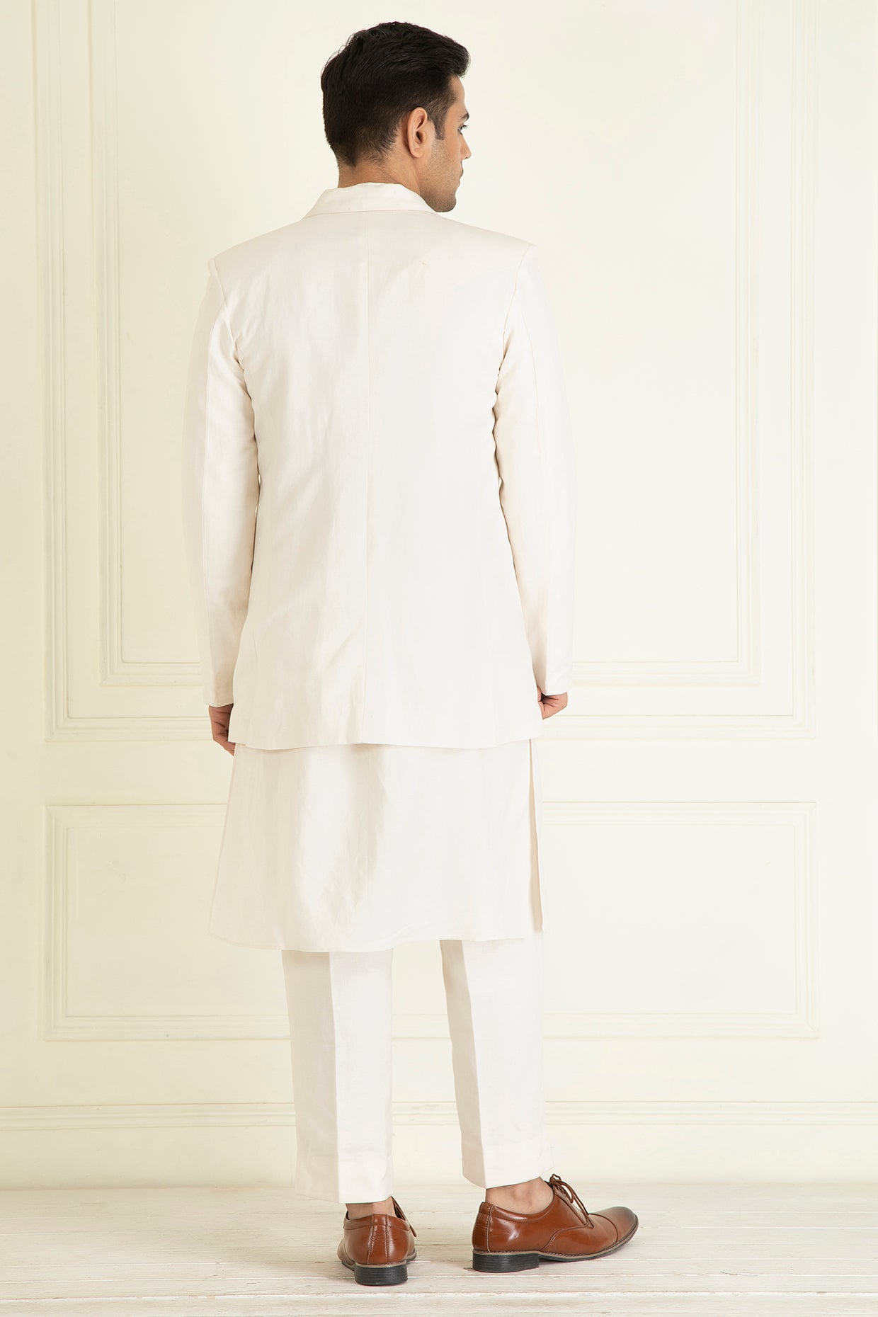 Ivory  Loose Comfort Fitted Embroidered  Co-Ord Set Along With Blazer
