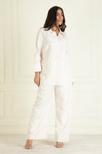 Ivory Loose Comfort Fit Embroidered Co-Ord Set