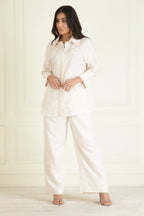 Ivory Loose Comfort Fit Embroidered Co-Ord Set