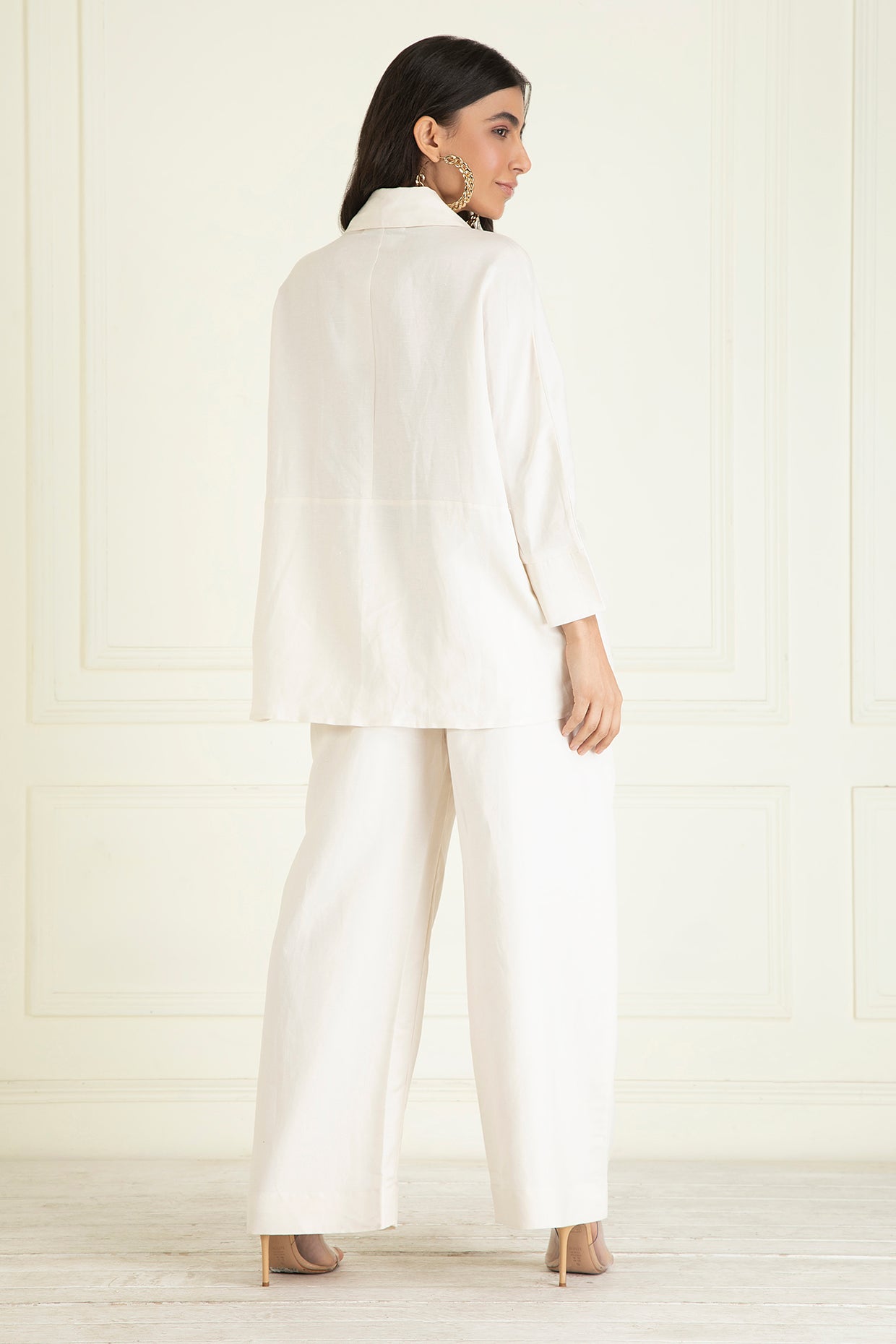 Ivory Loose Comfort Fit Embroidered Co-Ord Set