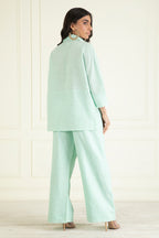 Icy Mint  Loose Comfort Fitted Embroidered Co-Ord Set