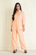 Peachy Orange  Loose Comfort Fit Cotton Linen Co-Ord Set