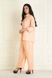 Peachy Orange  loose comfort fit cotton linen Co-ord set