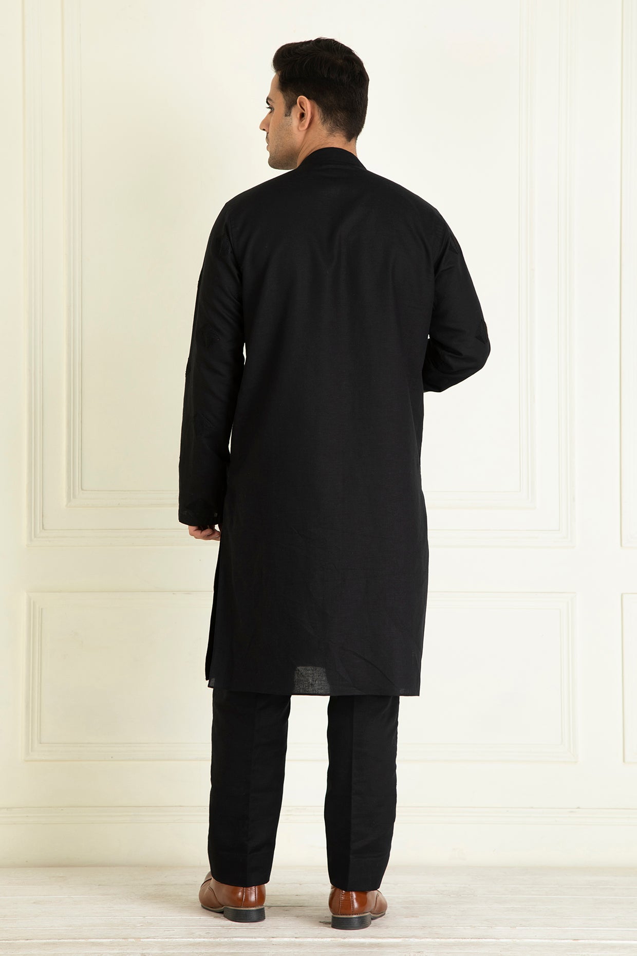 black loose comfort fit cotton linen Co-ord set – Priyanka Jain