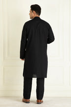 Black Loose Comfort Fitted Embroidered  Co-Ord Set