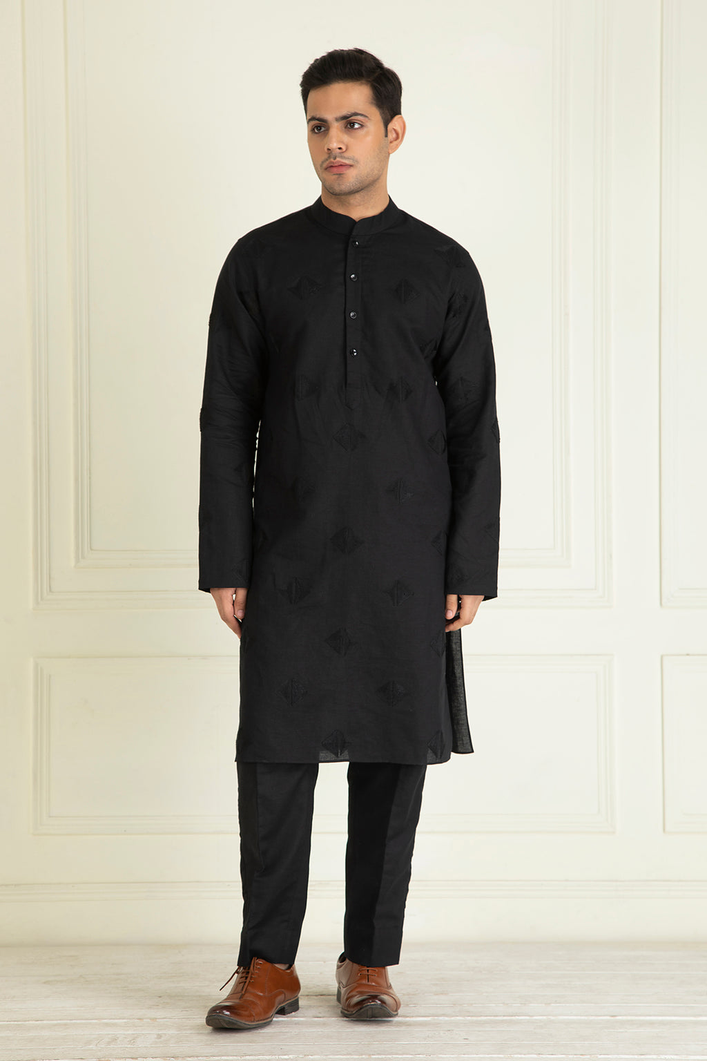 Black Loose Comfort Fitted Embroidered  Co-Ord Set
