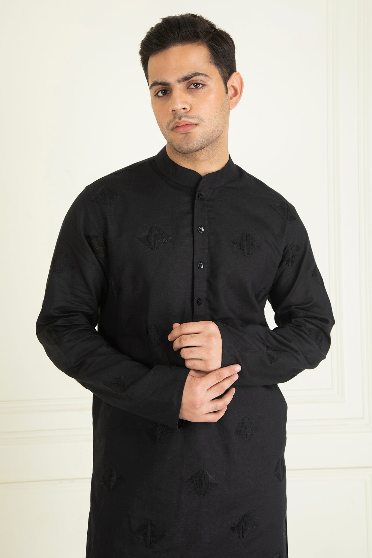 Black Loose Comfort Fitted Embroidered  Co-Ord Set