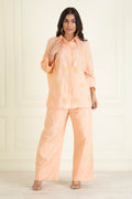 Peach Loose Comfort Fit Cotton Linen Co-Ord Set