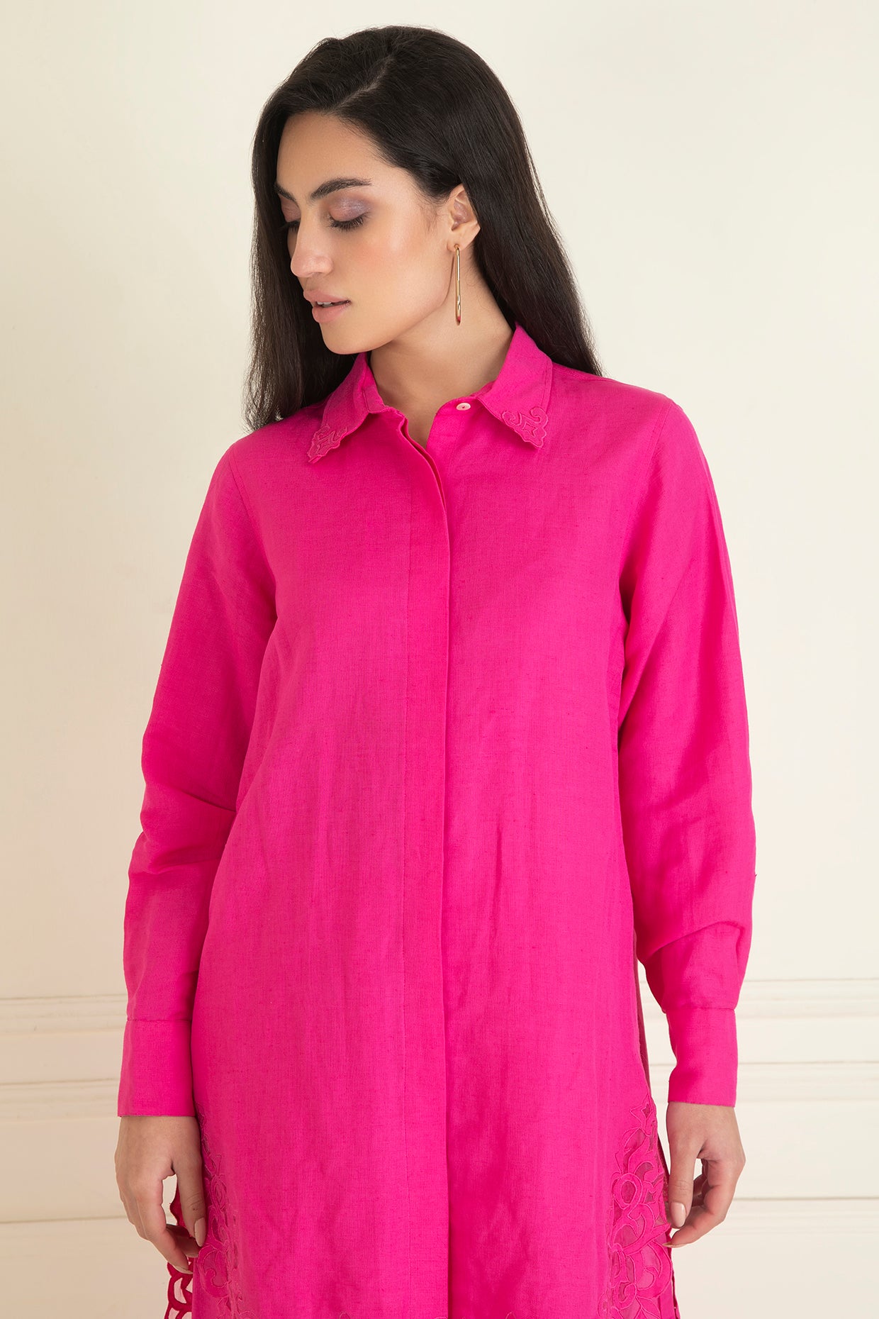 Fuchsia Pink  Loose Comfort Fitted  Co-Ord Set