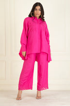 Fuchsia Pink  Loose Comfort Fitted  Co-Ord Set