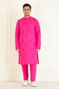 Fuchsia Pink  Loose Comfort Fitted Embroidered  Co-Ord Set