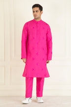 Fuchsia Pink  Loose Comfort Fitted Embroidered  Co-Ord Set