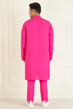 Fuchsia Pink  Loose Comfort Fitted Embroidered  Co-Ord Set