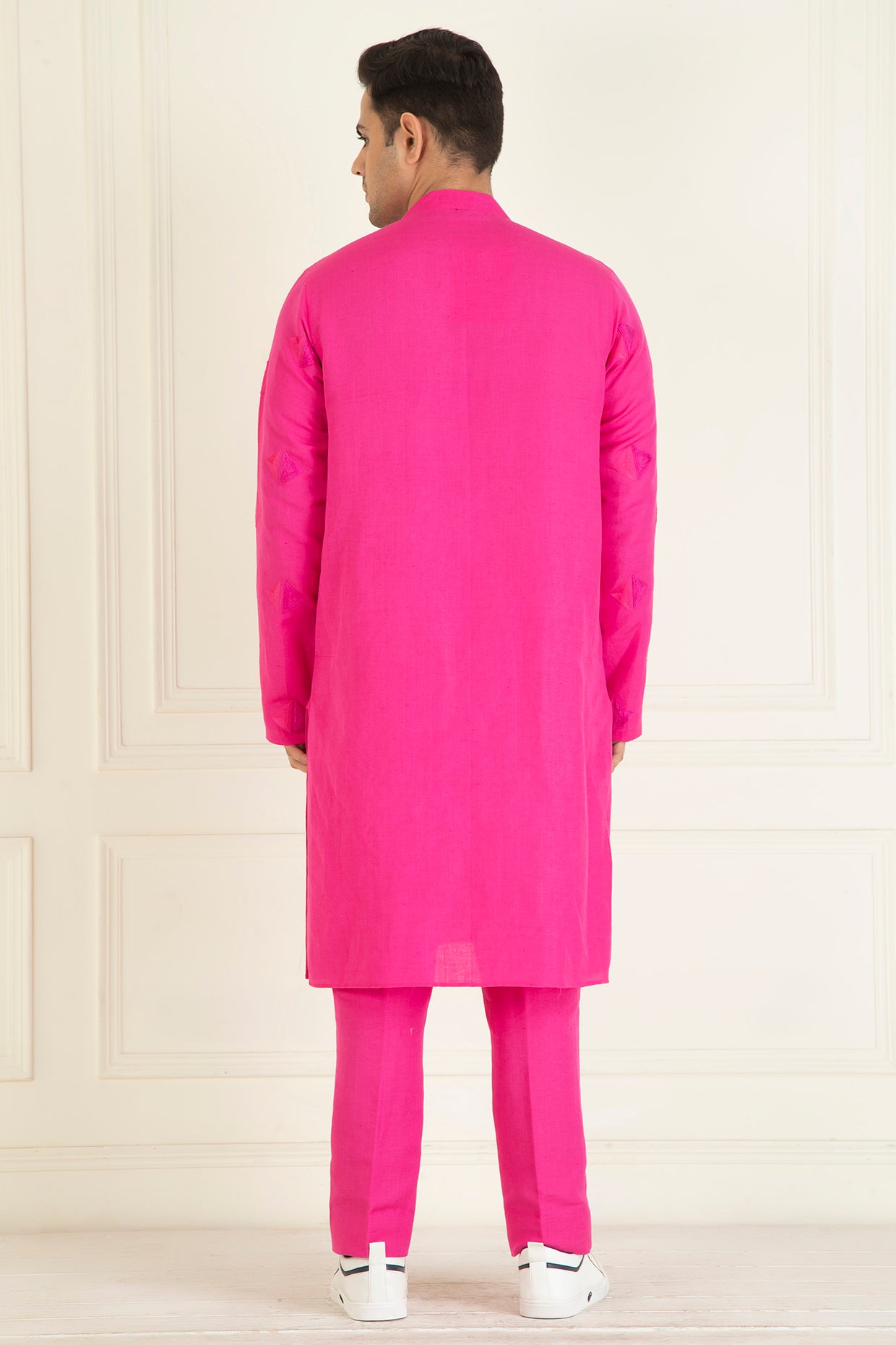 Fuchsia Pink  Loose Comfort Fitted Embroidered  Co-Ord Set