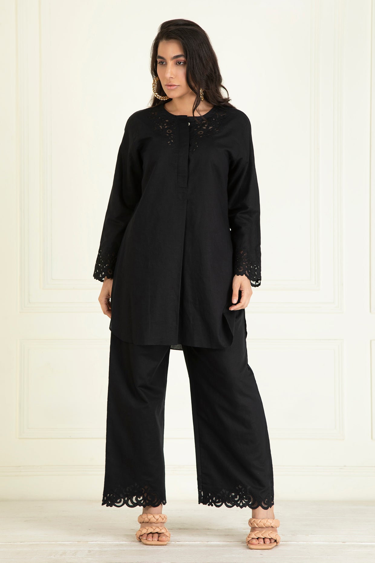 Black Loose Comfort Fitted  Co-Ord Set