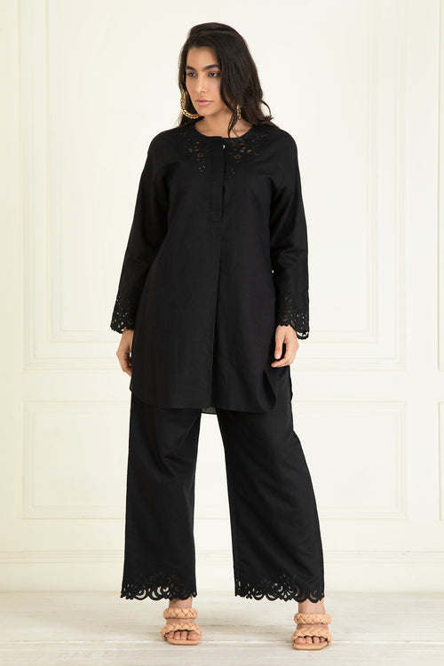 Black Loose Comfort Fitted  Co-Ord Set