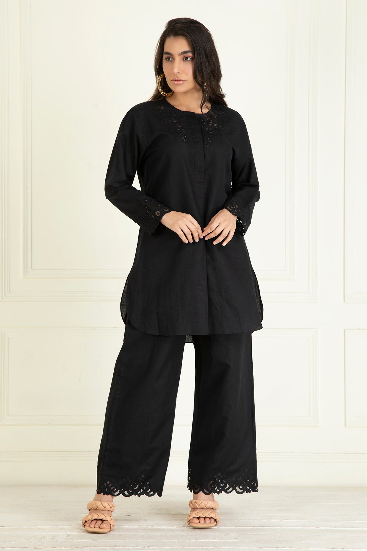 Black Loose Comfort Fitted  Co-Ord Set