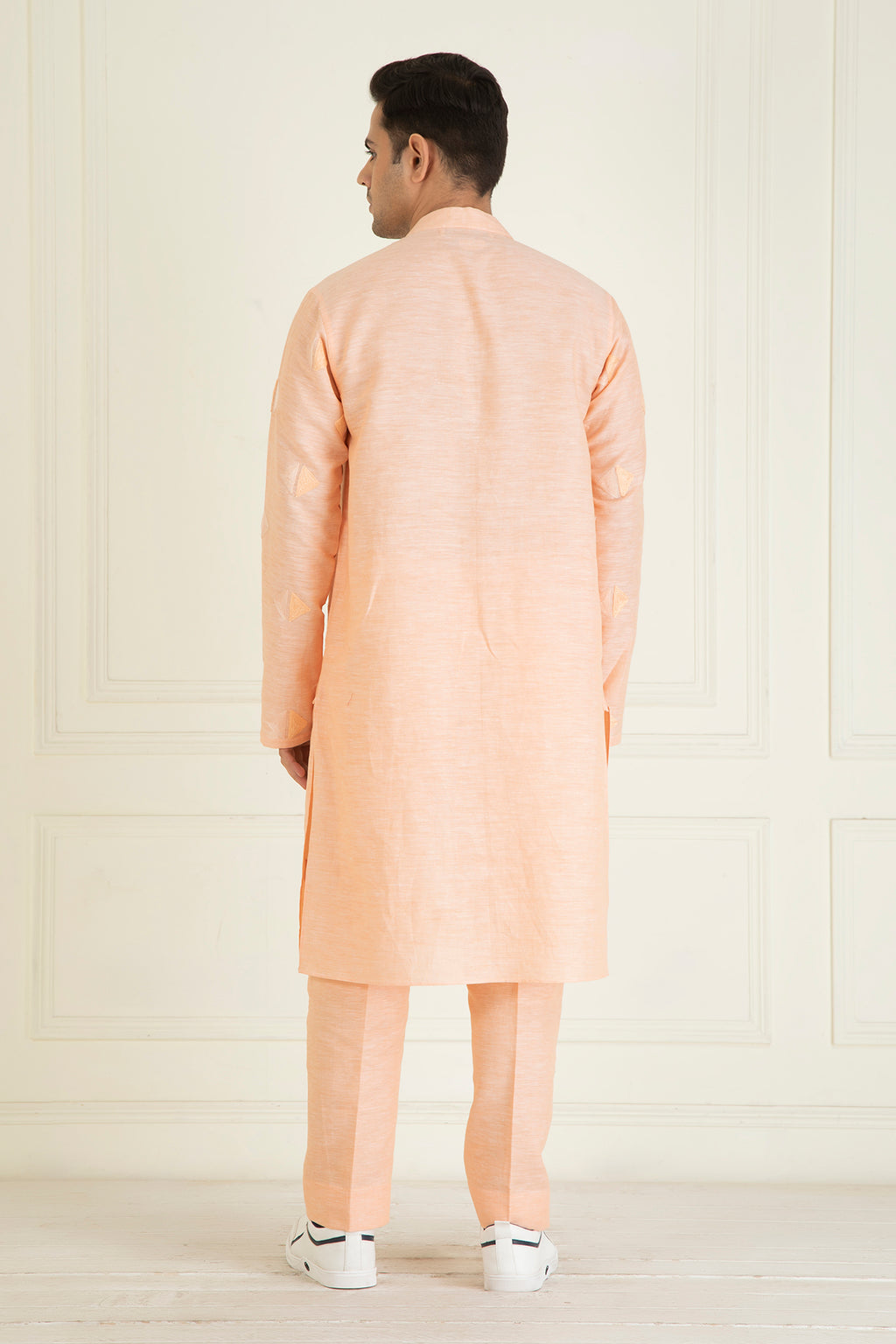 Peachy Orange  Loose Comfort Fitted Embroidered  Co-Ord Set