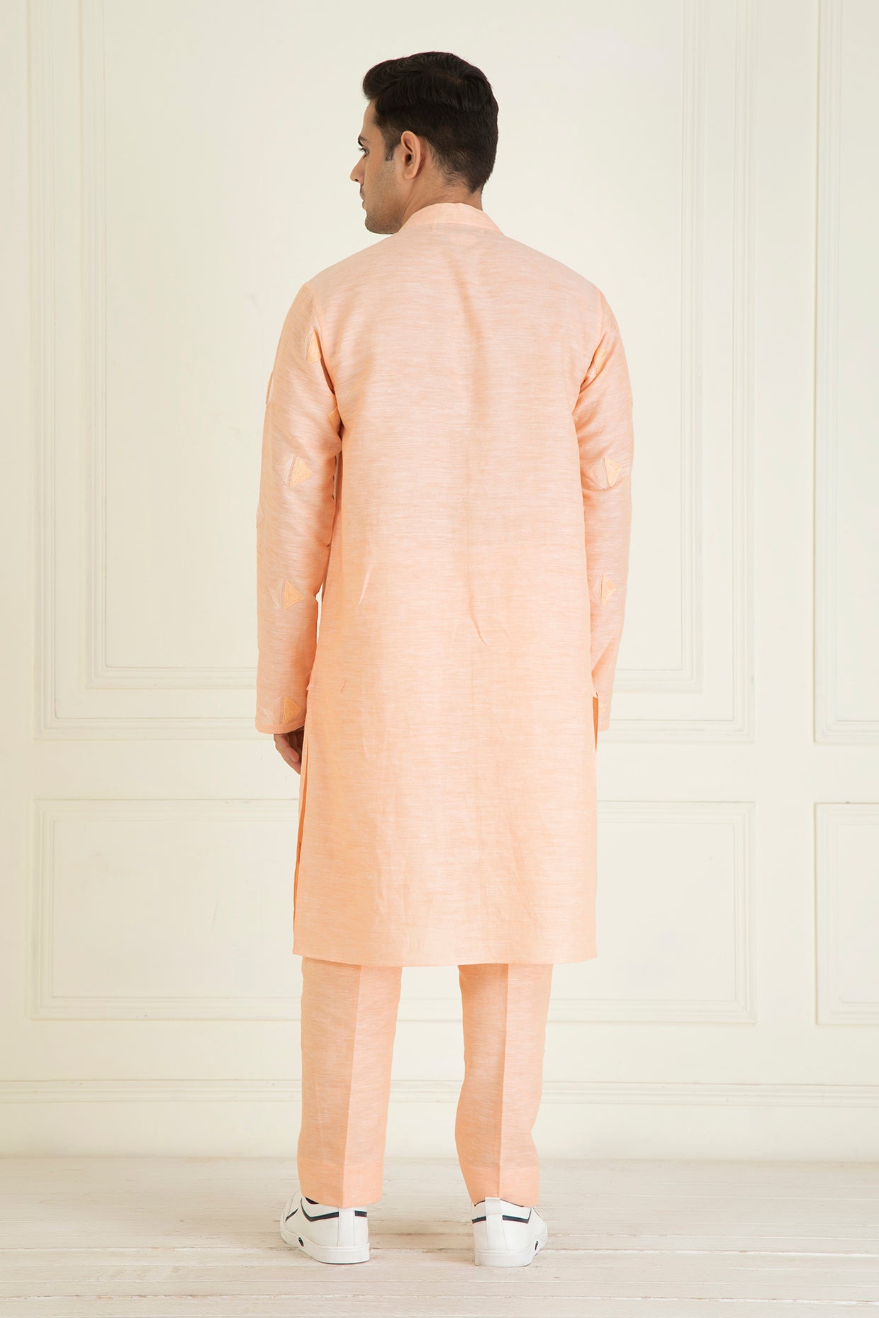 Peachy Orange  Loose Comfort Fitted Embroidered  Co-Ord Set
