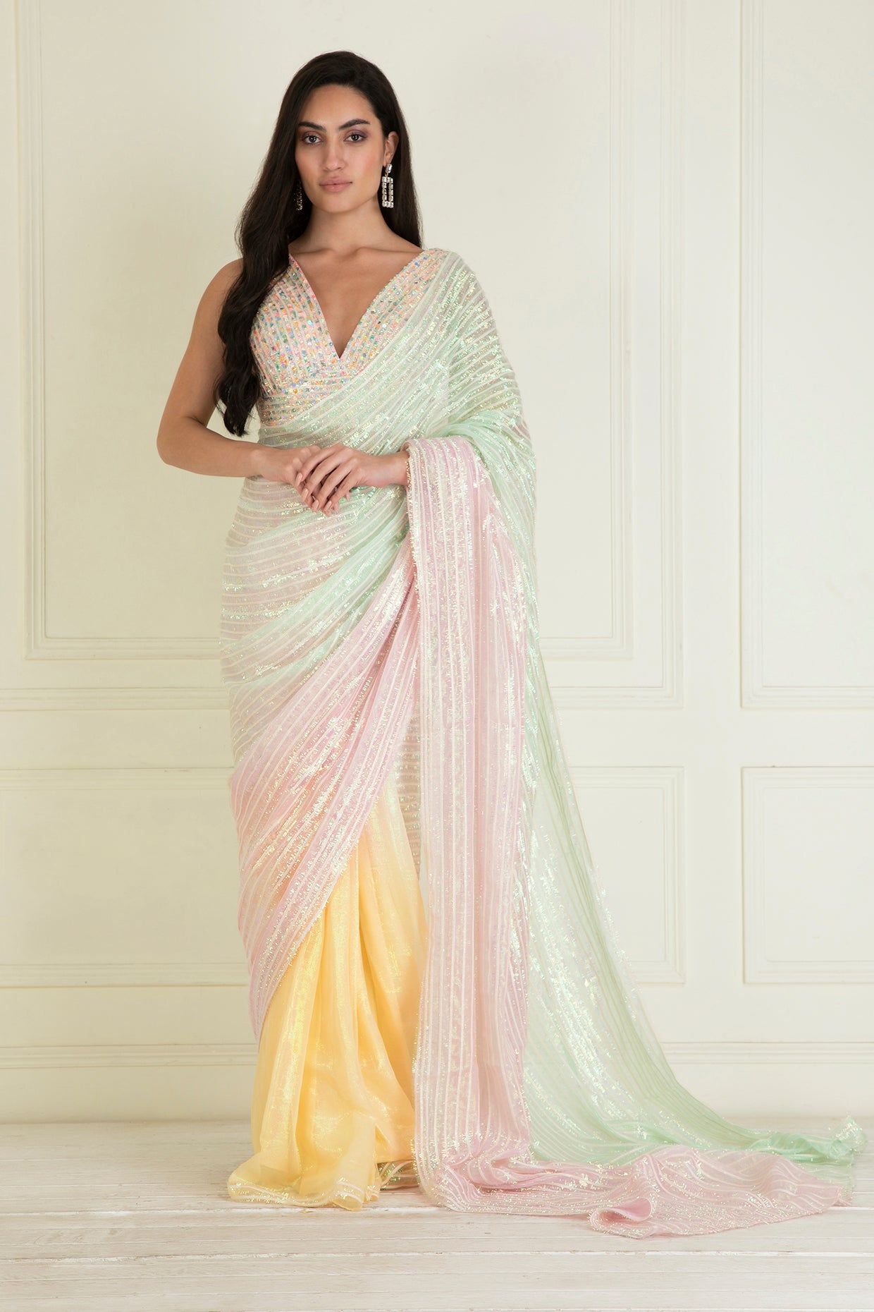 Pastel Ombre Dyed Pre Stitched Saree