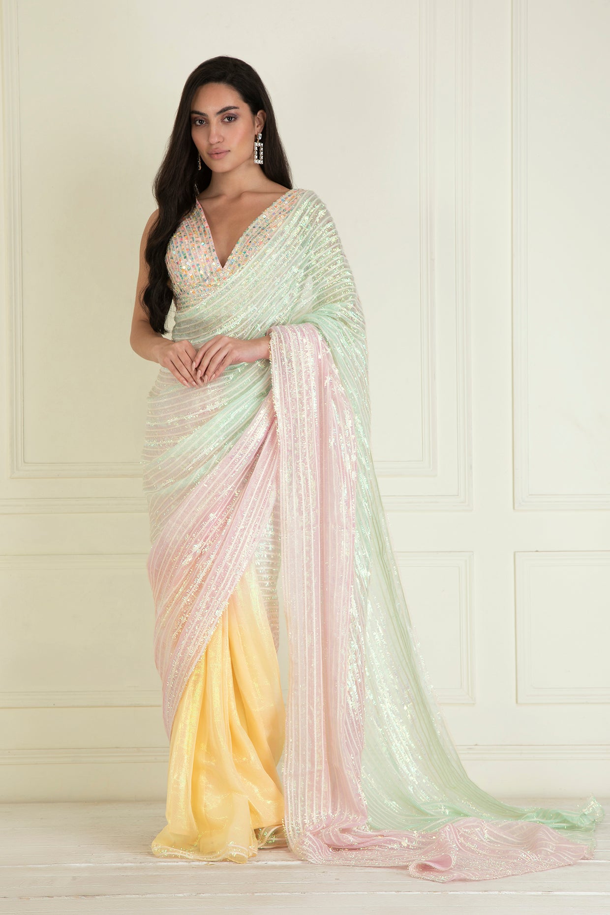 Pastel Ombre Dyed Pre Stitched Saree