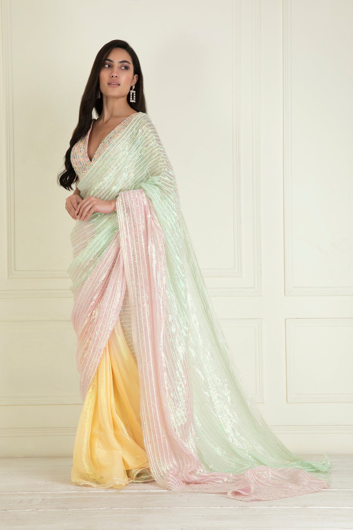 Pastel Ombre Dyed Pre Stitched Saree