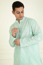 Icy Mint  Loose Comfort Fitted Embroidered  Co-Ord Set