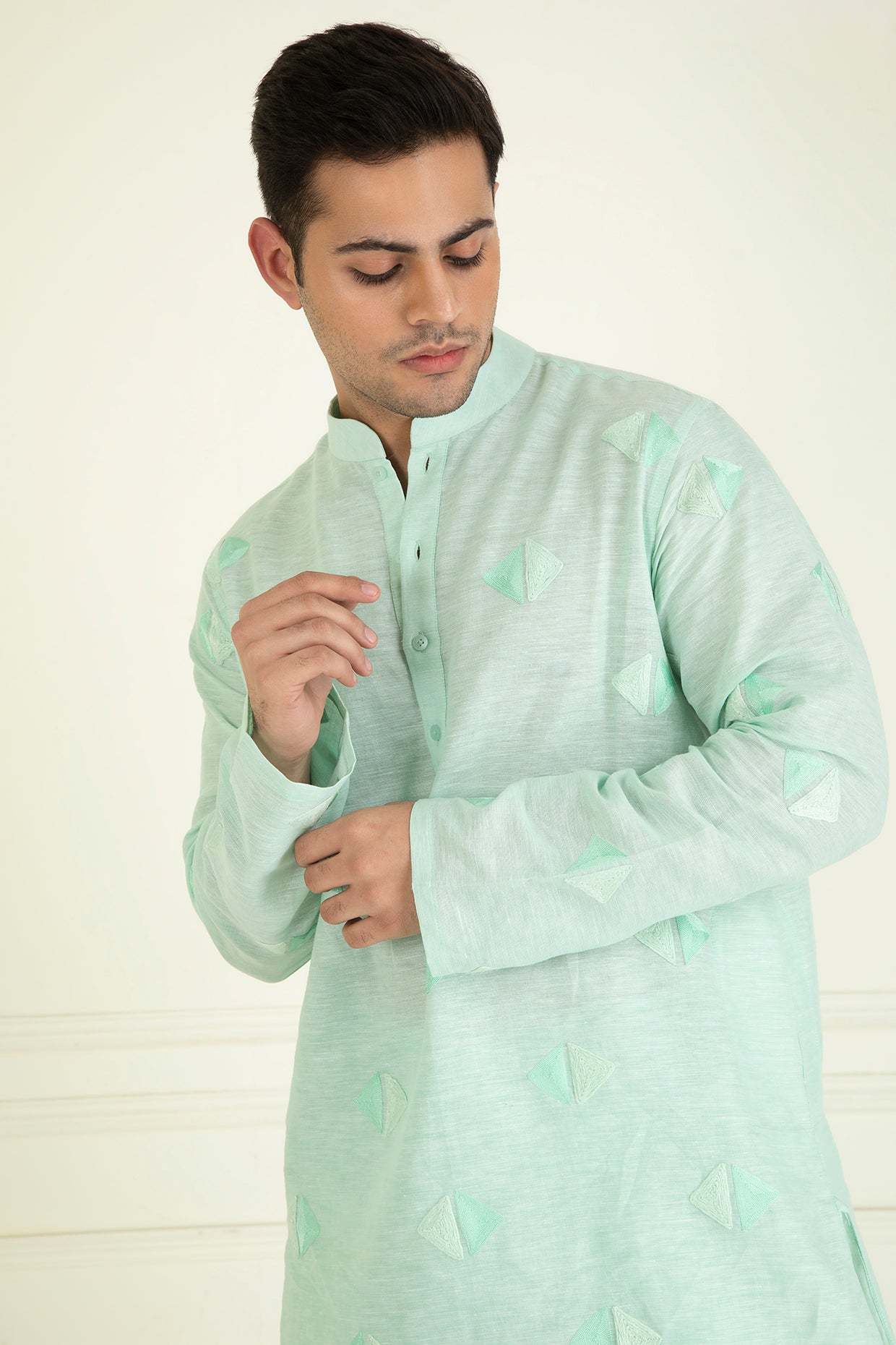 Icy Mint  Loose Comfort Fitted Embroidered  Co-Ord Set