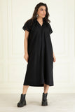 Black Cotton linen embroidered Dress