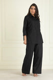 black  loose comfort fit cotton linen Co-ord set