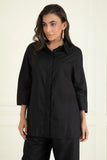 black  loose comfort fit cotton linen Co-ord set