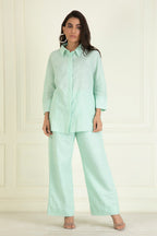 Icy Mint Cotton Linen Co-Ord Set
