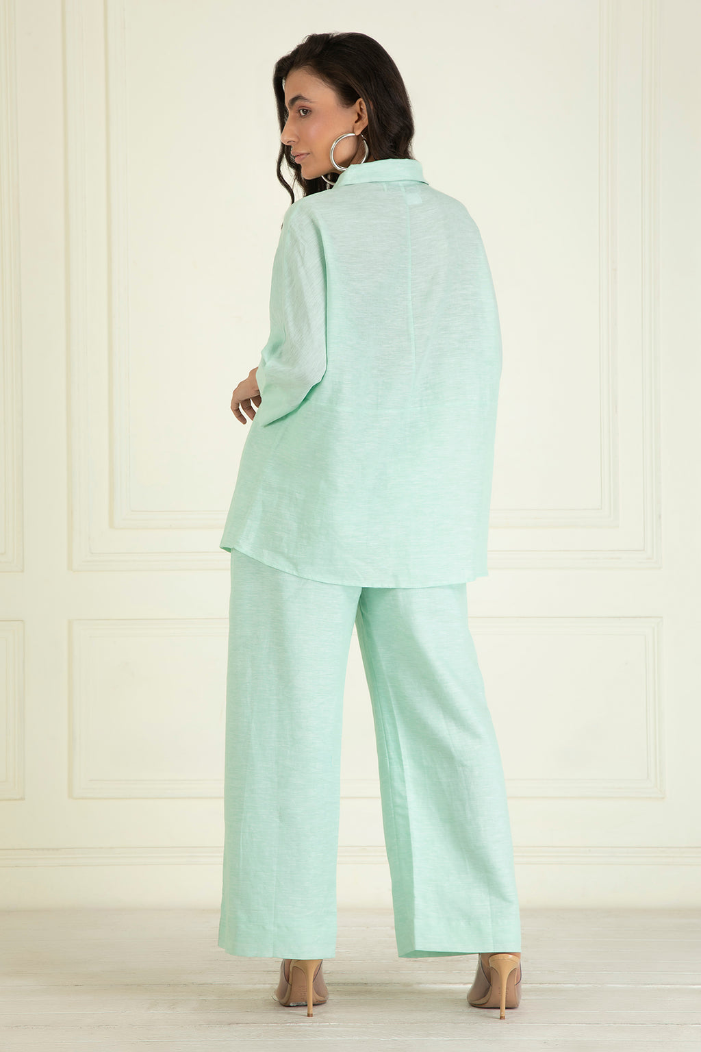 Icy Mint Cotton Linen Co-Ord Set