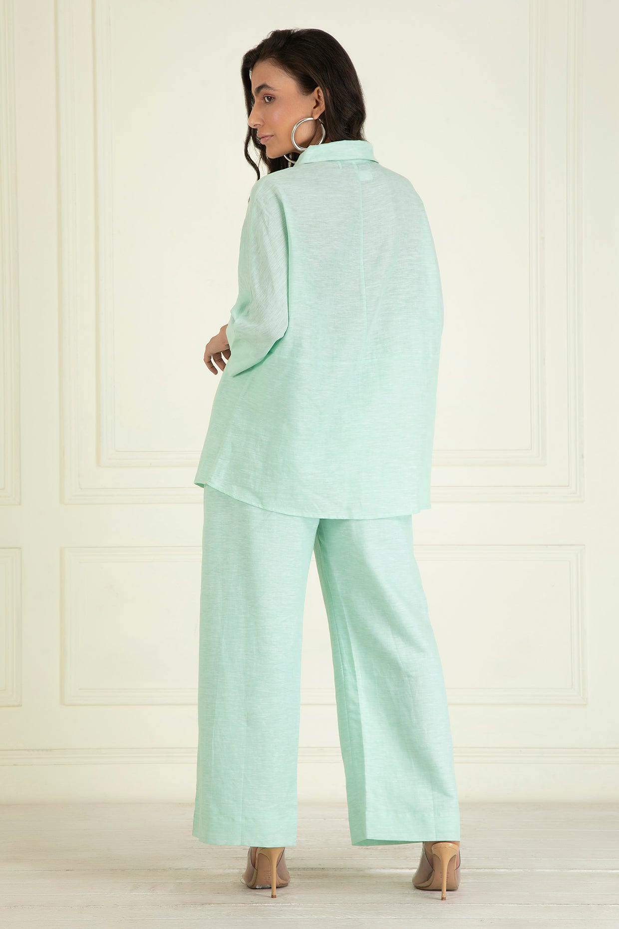 Icy Mint Cotton Linen Co-Ord Set