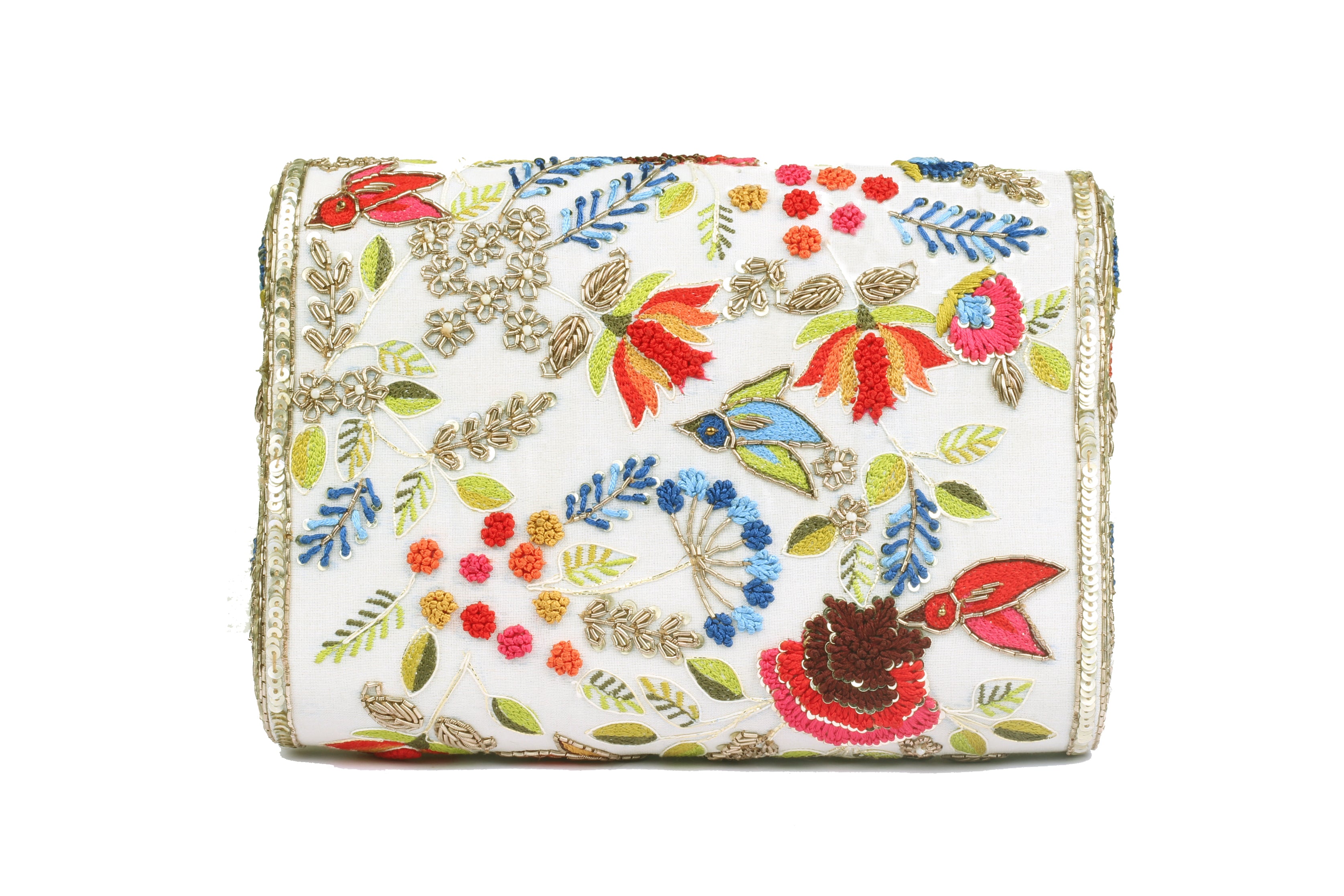 Ivory Clutch with embroidery