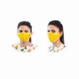 yellow embroidered mask